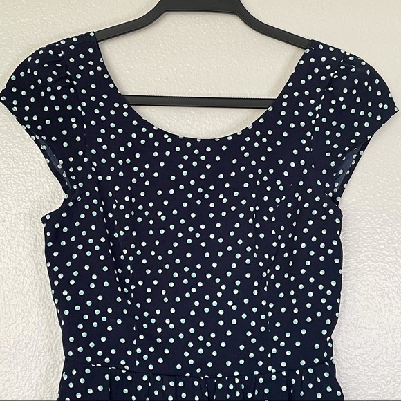 American Eagle Cap Sleeve Blue Polka Dot Mini Dress Size 00 - Picture 3 of 14